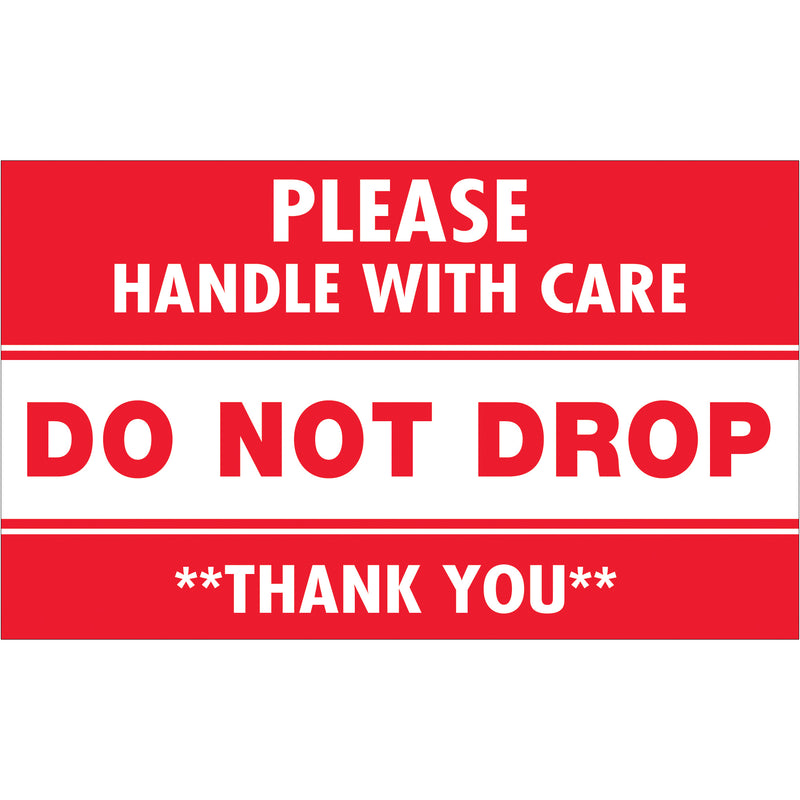 3 x 5" - "Do Not Drop - Please Handle With Care" Labels, Roll Of 500 Roll Of 500