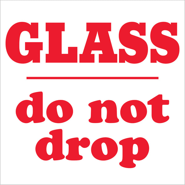 4 x 4" - "Glass - Do Not Drop" Labels, Roll Of 500 Roll Of 500