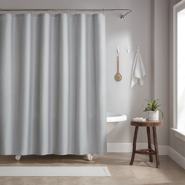 Host & Home Poly Shower Curtain Set 72x72 Raindrop Light Grey (P-SCSET-7272-LG) 1/EA