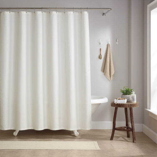 Host & Home Poly Shower Curtain Set 72x72 Raindrop Bright White (P-SCSET-7272-WH) 1/EA