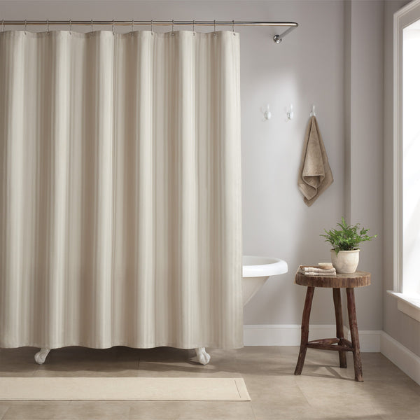 Host & Home Poly Shower Curtain Set 72x72 Damask Almond Milk (P-SCSTD-7272-BG) 1/EA