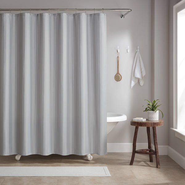 Host & Home Poly Shower Curtain Set 72x72 Damask Light Grey (P-SCSTD-7272-LG) 1/EA