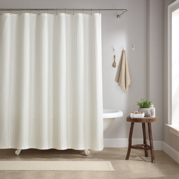 Host & Home Poly Shower Curtain Set 72x72 Damask Bright White (P-SCSTD-7272-WH) 1/EA