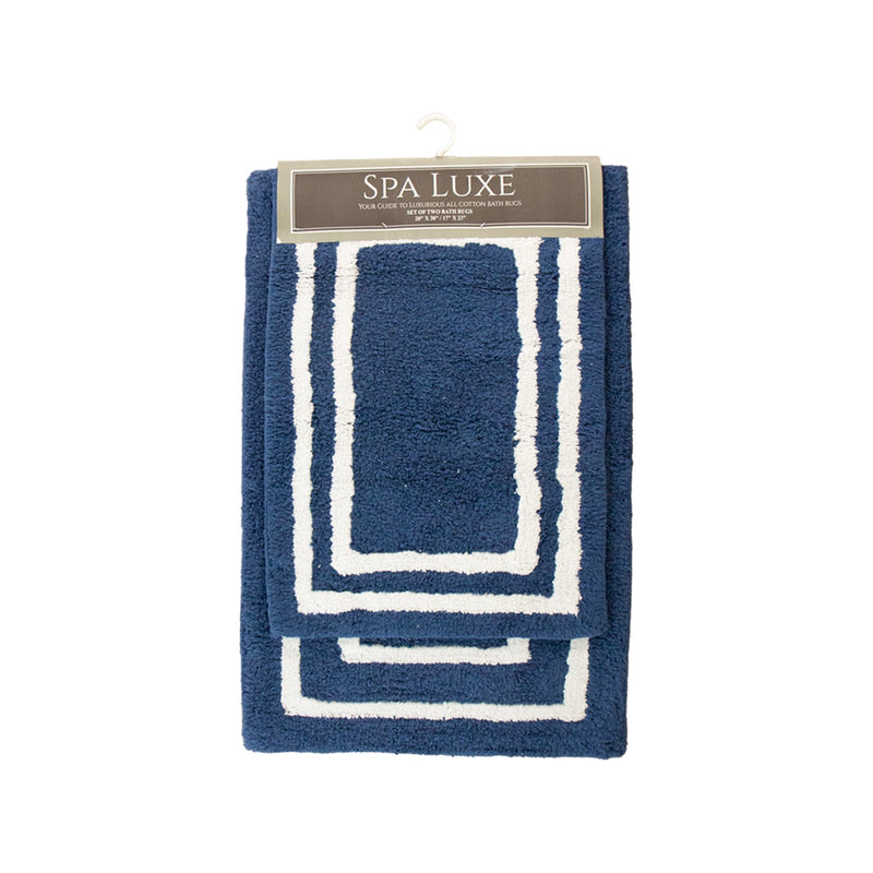 Arkwright Home Spa Lux Bordered 2pc Bath Rug Set Classic Blue (PNP-SPALX-BRD-CBL) 1/EA