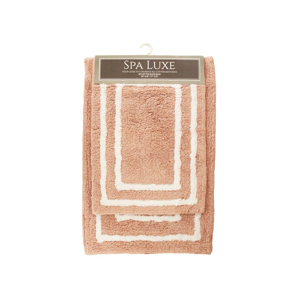 Arkwright Home Spa Lux Bordered 2pc Bath Rug Set Rose Smoke (PNP-SPALX-BRD-RS) 1/EA