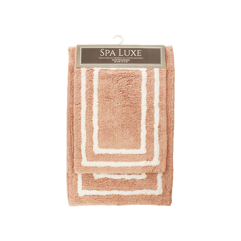 Arkwright Home Spa Lux Bordered 2pc Bath Rug Set Rose Smoke (PNP-SPALX-BRD-RS) 1/EA