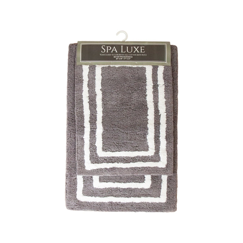 Arkwright Home Spa Lux Bordered 2pc Bath Rug Set Steel Grey (PNP-SPALX-BRD-SG) 1/EA