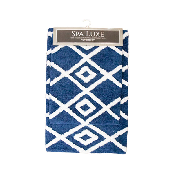 Arkwright Home Spa Lux Criss Cross 2pc Bath Rug Set Classic Blue (PNP-SPALX-CC-CBL) 1/EA