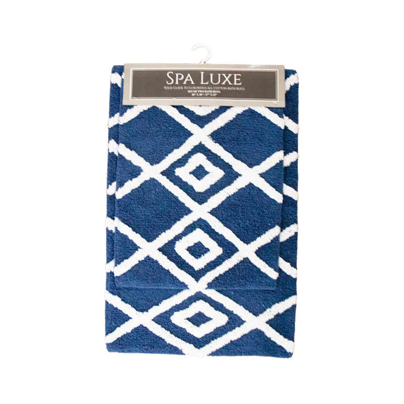 Arkwright Home Spa Lux Criss Cross 2pc Bath Rug Set Classic Blue (PNP-SPALX-CC-CBL) 1/EA