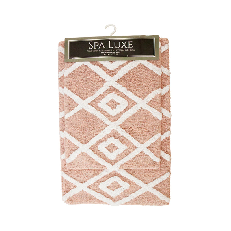 Arkwright Home Spa Lux Criss Cross 2pc Bath Rug Set Rose Smoke (PNP-SPALX-CC-RS) 1/EA