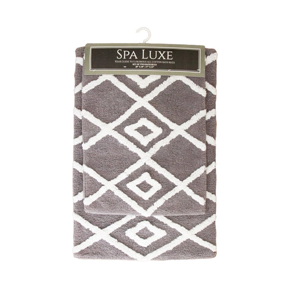 Arkwright Home Spa Lux Criss Cross 2pc Bath Rug Set Steel Grey (PNP-SPALX-CC-SG) 1/EA