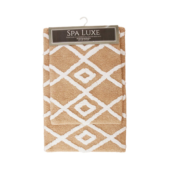 Arkwright Home Spa Lux Criss Cross 2pc Bath Rug Set Semolina (PNP-SPALX-CC-SM) 1/EA