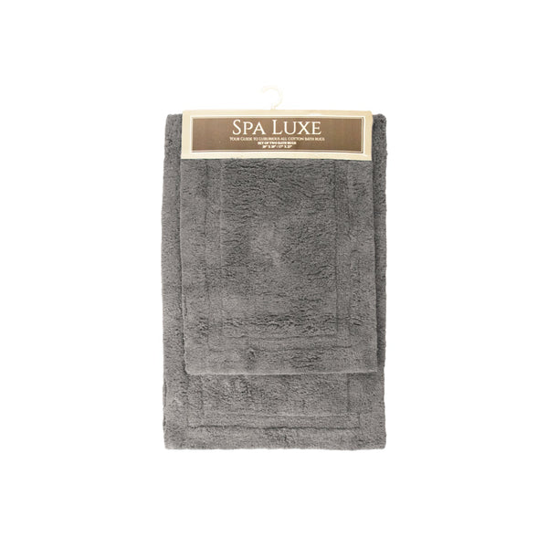 Arkwright Home Spa Lux Solid 2pc Bath Rug Set Steel Grey (PNP-SPALX-SLD-SG) 1/EA