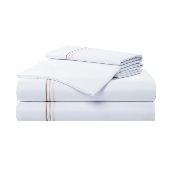 Aston & Arden Sateen Sheet Set Full Beige Stripe (P-SS-T600-FL-BG) 1/SET