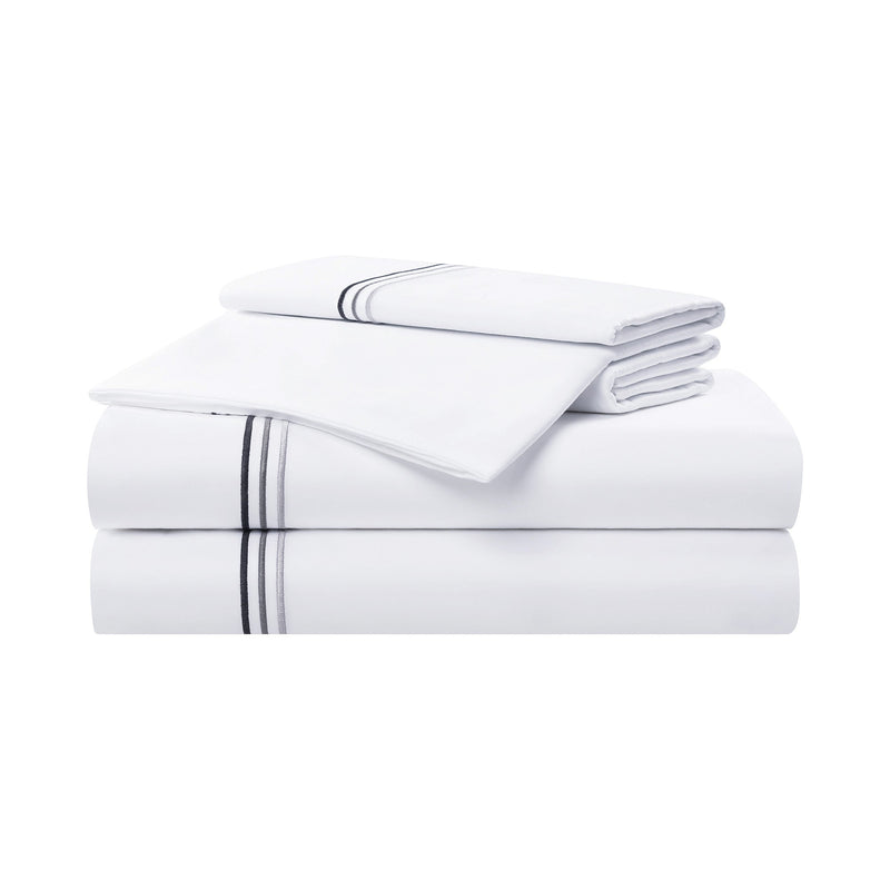 Aston & Arden Sateen Sheet Set Twin Charcoal Stripe (P-SS-T600-TW-CH) 1/SET