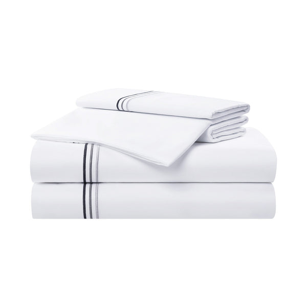 Aston & Arden Sateen Sheet Set King Charcoal Stripe (P-SS-T600-KG-CH) 1/SET