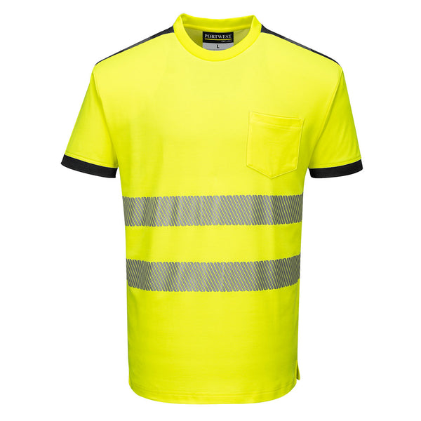 Portwest® PW3 Hi-Vis Cotton Comfort T-Shirt S/S, Yellow/Black, Size M (T181YBRM) Each