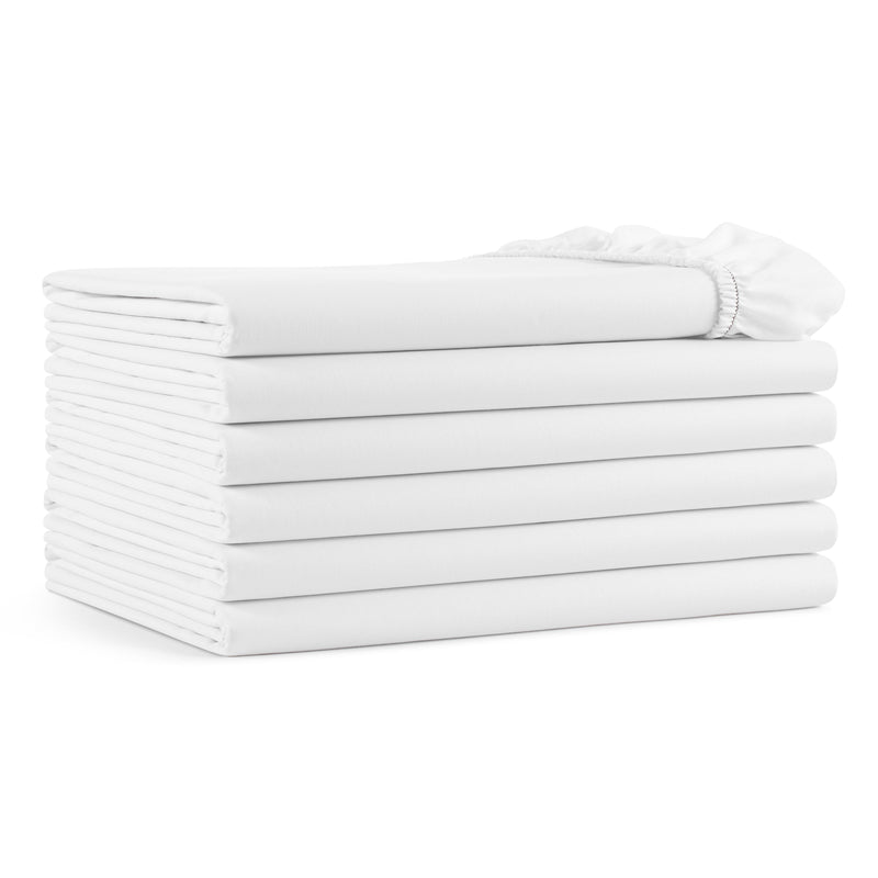 Host & Home Cotton Sateen Fitted Bed Sheets (6 Pack), White, Queen (P-T300-608012) 6/PK
