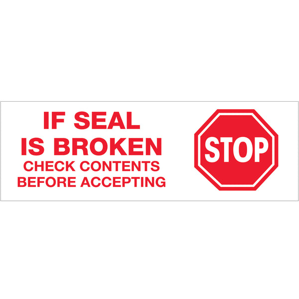 2" x 55 yds. - "Stop If Seal Is Broken..." Tape Logic® Messaged Carton Sealing Tape (T901P01) Case Of 36