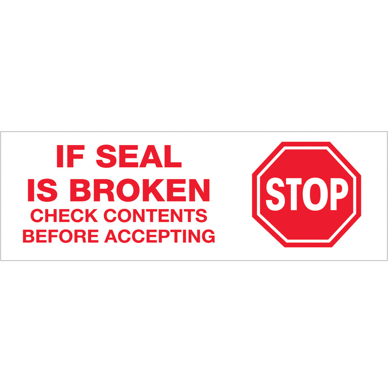 2" x 55 yds. - "Stop If Seal Is Broken..." Tape Logic® Messaged Carton Sealing Tape (T901P01) Case Of 36