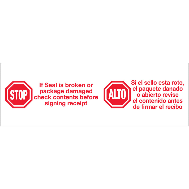 3" x 110 yds. - "Stop / Alto" Tape Logic® Messaged Carton Sealing Tape (T905P13) Case Of 24