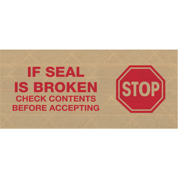 3" x 450' "Stop" TAPE LOGIC® #7500 Messaged Reinforced Water Activated Tape (T9077500RA) Case Of 10