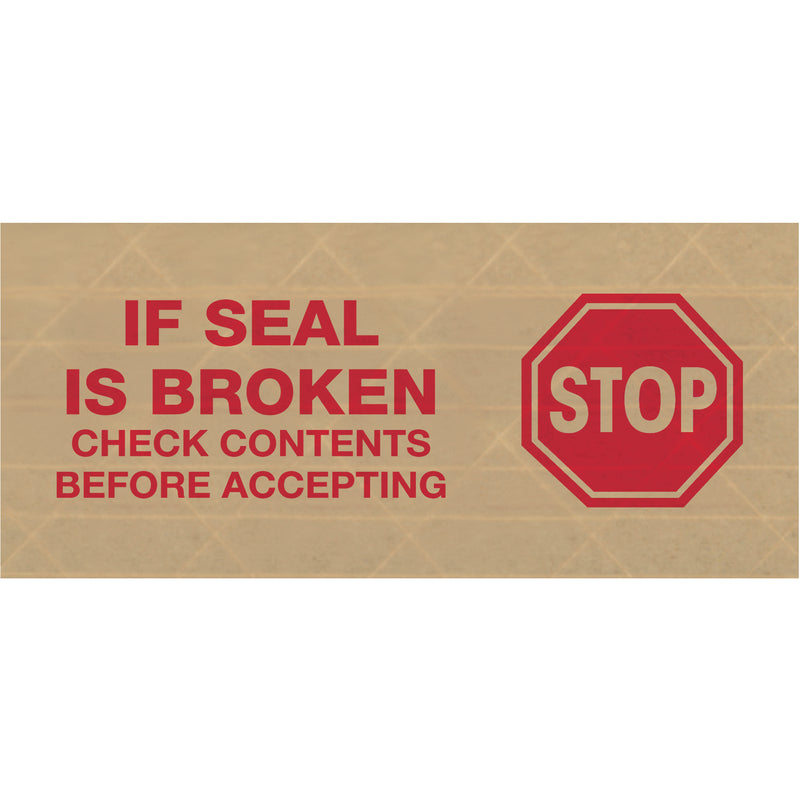 3" x 450' "Stop" TAPE LOGIC® #7500 Messaged Reinforced Water Activated Tape (T9077500RA) Case Of 10