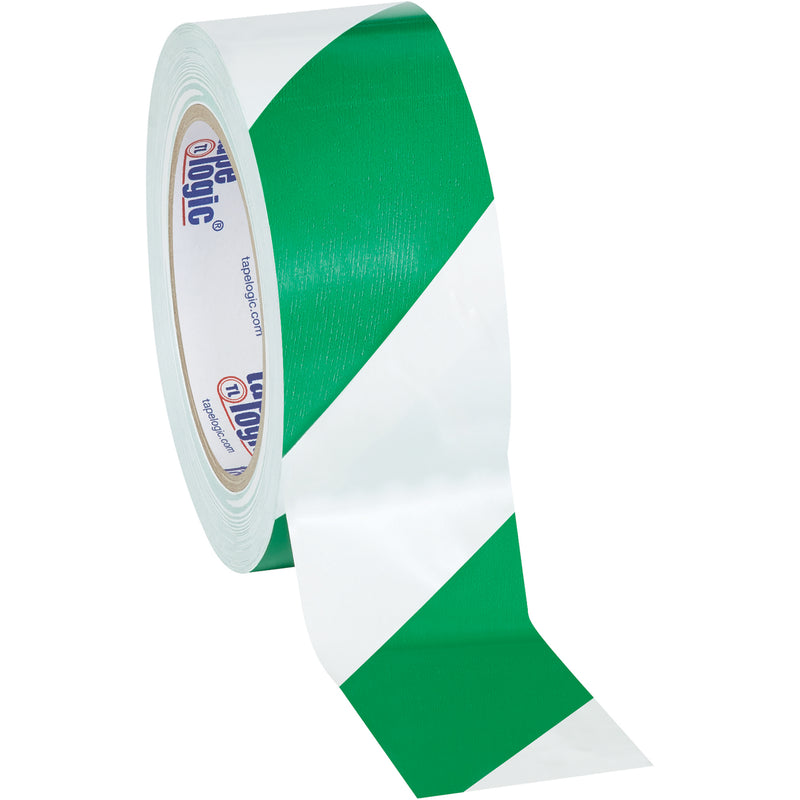 2" x 36 yds. Green/White (3 Pack) Tape Logic® Striped Vinyl Safety Tape (T92363PKGW) Case Of 3