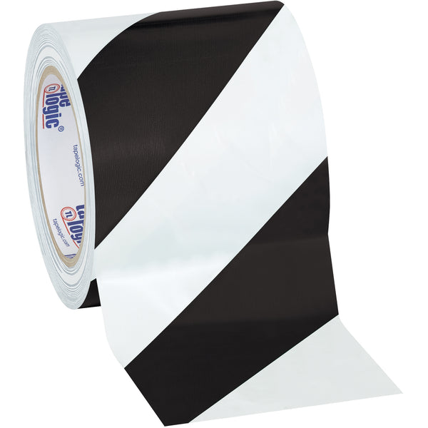 4" x 36 yds. Black/White Tape Logic® Striped Vinyl Safety Tape, Case Of 12 Case Of 12