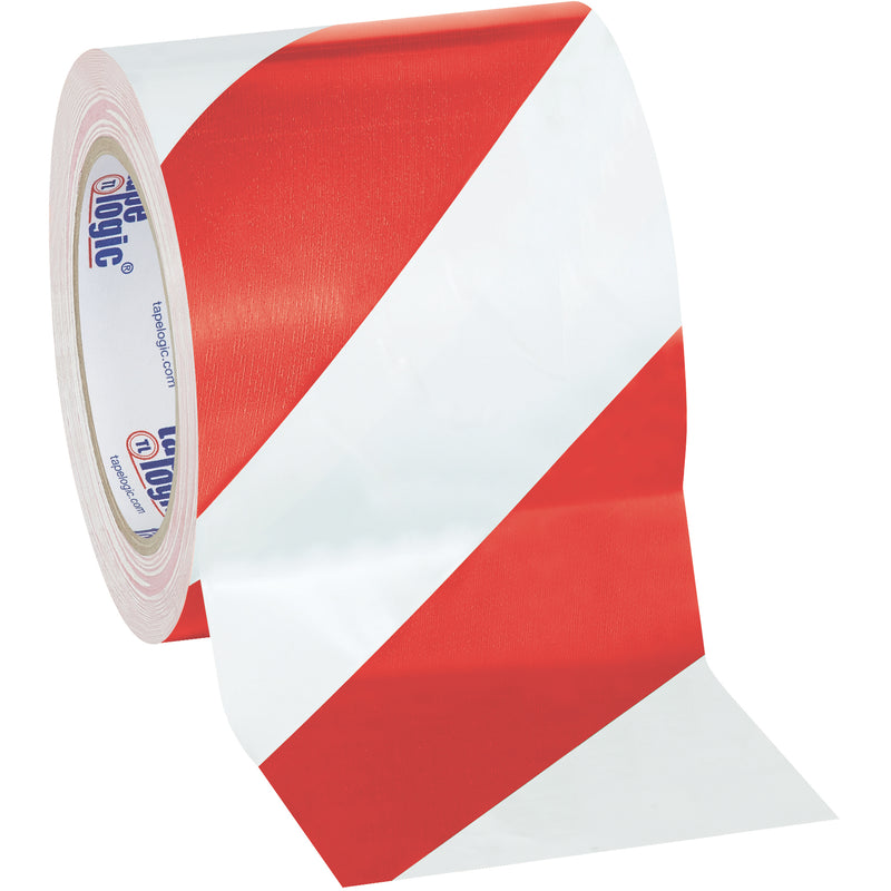 4" x 36 yds. Red/White Tape Logic® Striped Vinyl Safety Tape, Case Of 12 Case Of 12