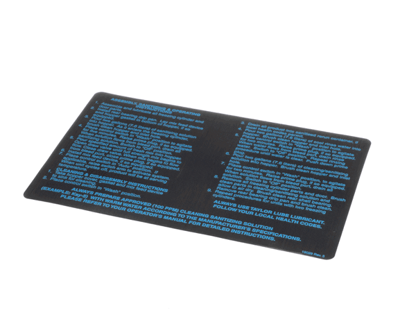 Taylor Freezers 019029 Decal-Inst-Cln Hpr (TAF019029) Each