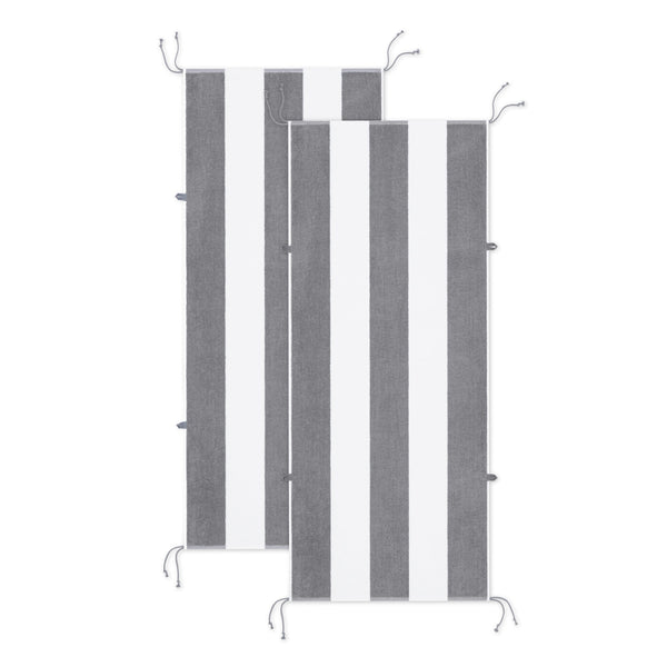 Arkwright Home Tie & Dry Beach Towel (2 Pack), 30x70 in, Alloy (P-TD-3070-GY) 2/PK