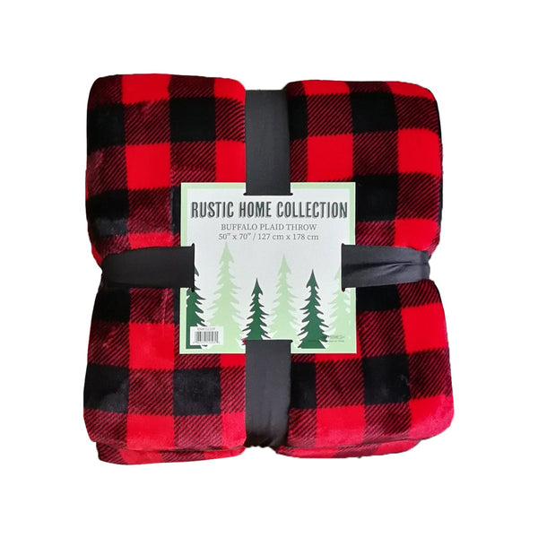 Arkwright Home Rustic Home Buffalo Plaid Throw 50x70 Red/Blck (P-THROW-BUFPL) 1/EA