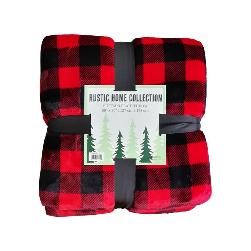 Arkwright Home Rustic Home Buffalo Plaid Throw 50x70 Red/Blck (P-THROW-BUFPL) 1/EA