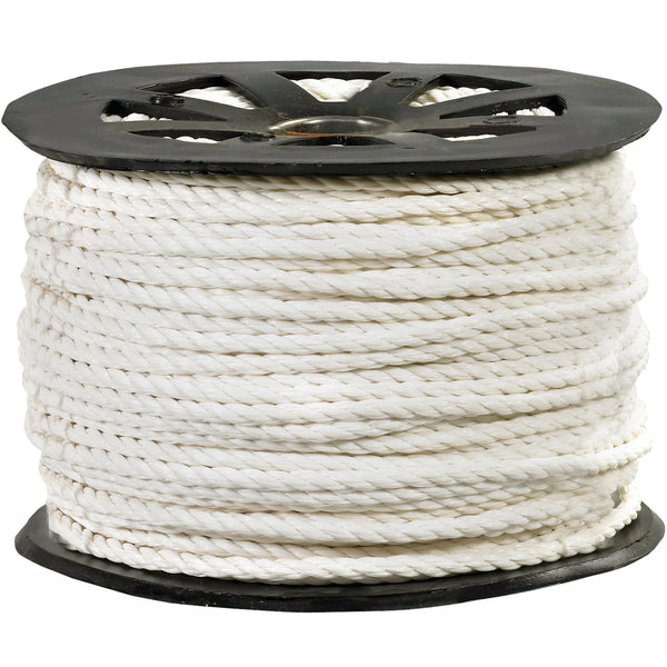 1/4", 1,150 lb, White Twisted Polypropylene Rope (TWR104) Each