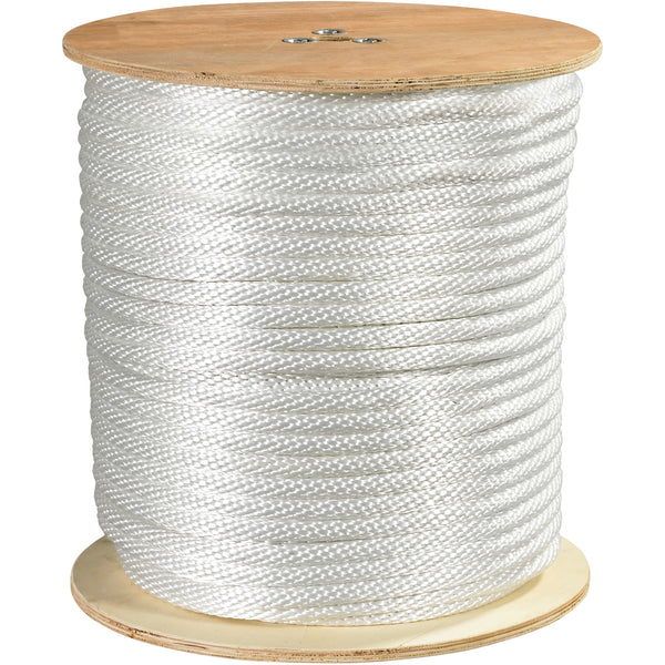 1/2", 3,900 lb, White Solid Braided Nylon Rope (TWR122) Each