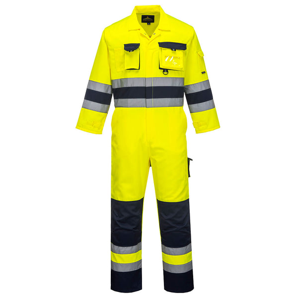 Portwest® Nantes Hi-Vis Contrast Work Coverall, Yellow/Navy, Size S (TX55YNRS) Each