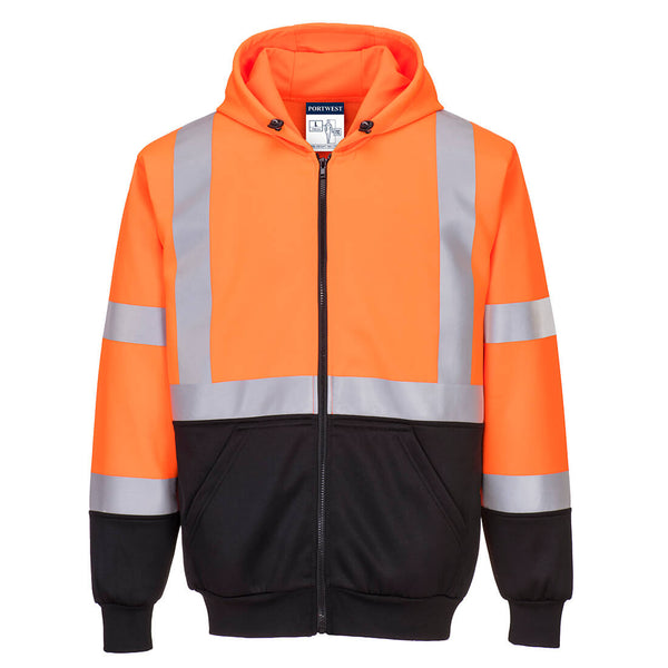 Portwest® Hi-Vis Contrast Zipped Hoodie , Orange/Black, Size S (UB315OBRS) Each