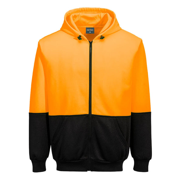 Portwest® Hi-Vis Two-Tone Zip Hoodie, Orange/Black, Size S (UB327OBRS) Each