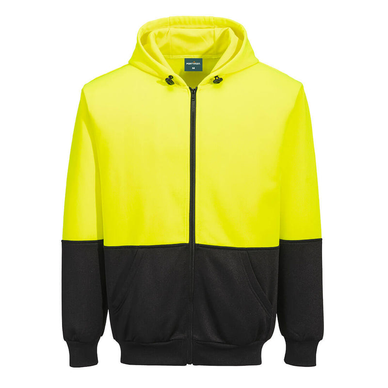 Portwest® Hi-Vis Two-Tone Zip Hoodie, Yellow/Black, Size 6XL (UB327YBR6XL) Each