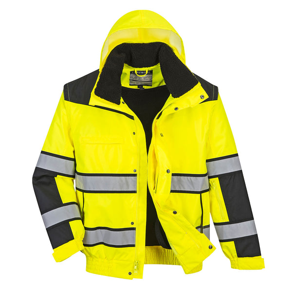 Portwest® Hi-Vis 3-in-1 Contrast Winter Bomber Jacket , Yellow/Black, Size XXXL (UC466YBRXXXL) Each