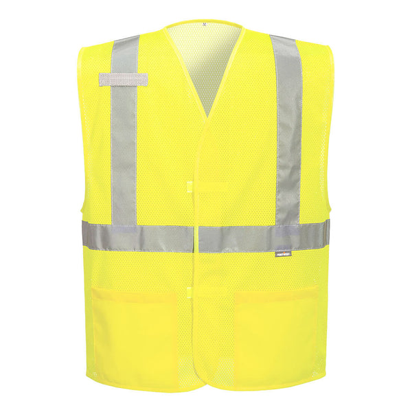 Portwest® Economy Hi-Vis Mesh External Pocket Vest, Yellow, Size 4X/5X (UC491YER4X/5X) Each