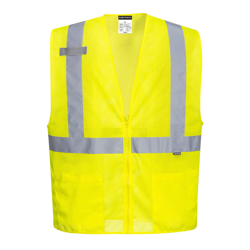 Portwest® Economy Hi-Vis Band and Brace Zipped Vest , Yellow, Size 5XL (UC493YER5XL) Each