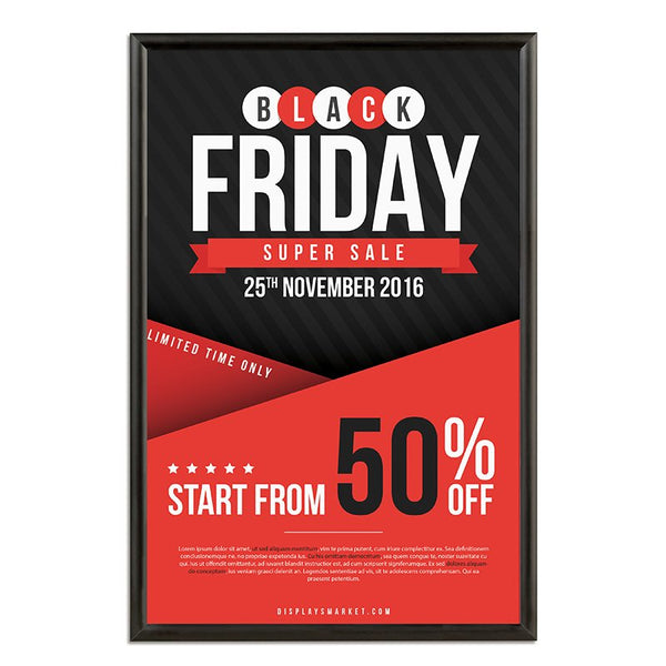 Snap Frame 24'' X 36''  Poster Size 1" Black Color Profile, Mitred Corner (UCN255B024x2990) Each