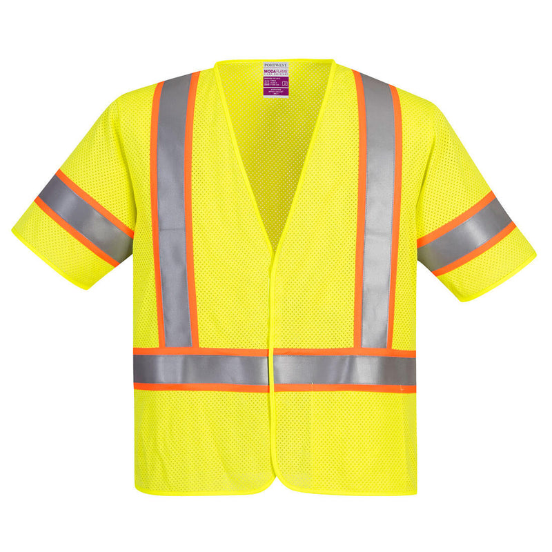 Portwest® Modaflame Hi-Vis Class 3 FR Mesh Vest, Yellow, Size XXXL (UFR24YERXXXL) Each