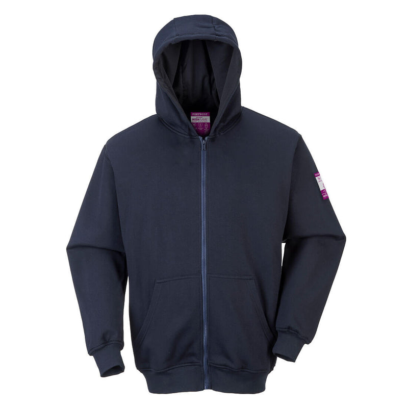Portwest® Modaflame Knit Zipper-Front Hooded FR Sweatshirt, Navy, Size 4XL (UFR81NAR4XL) Each