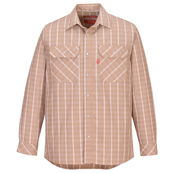 Portwest® Bizflame 88/12 FR Plaid Shirt , Khaki, Size S (UFR97KHRS) Each