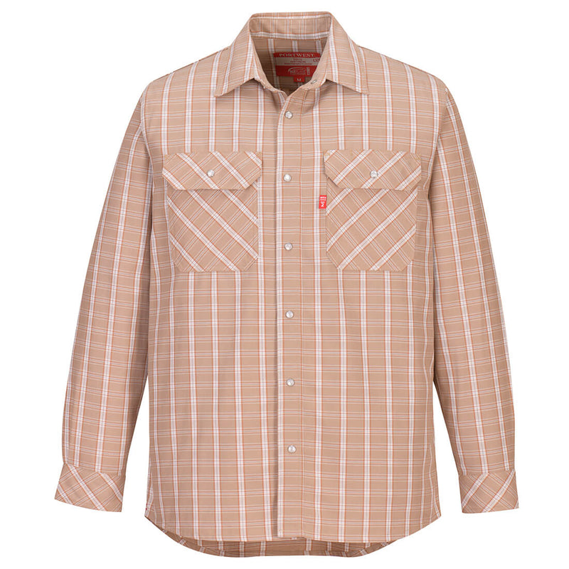 Portwest® Bizflame 88/12 FR Plaid Shirt , Khaki, Size S (UFR97KHRS) Each
