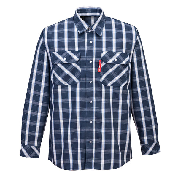 Portwest® Bizflame 88/12 FR Plaid Shirt , Navy, Size XXL (UFR97NARXXL) Each