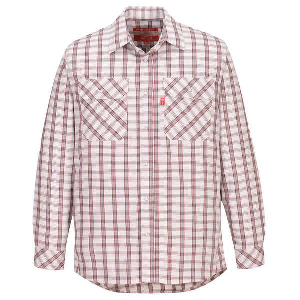 Portwest® Bizflame 88/12 FR Plaid Shirt , White, Size XL (UFR97WHRXL) Each